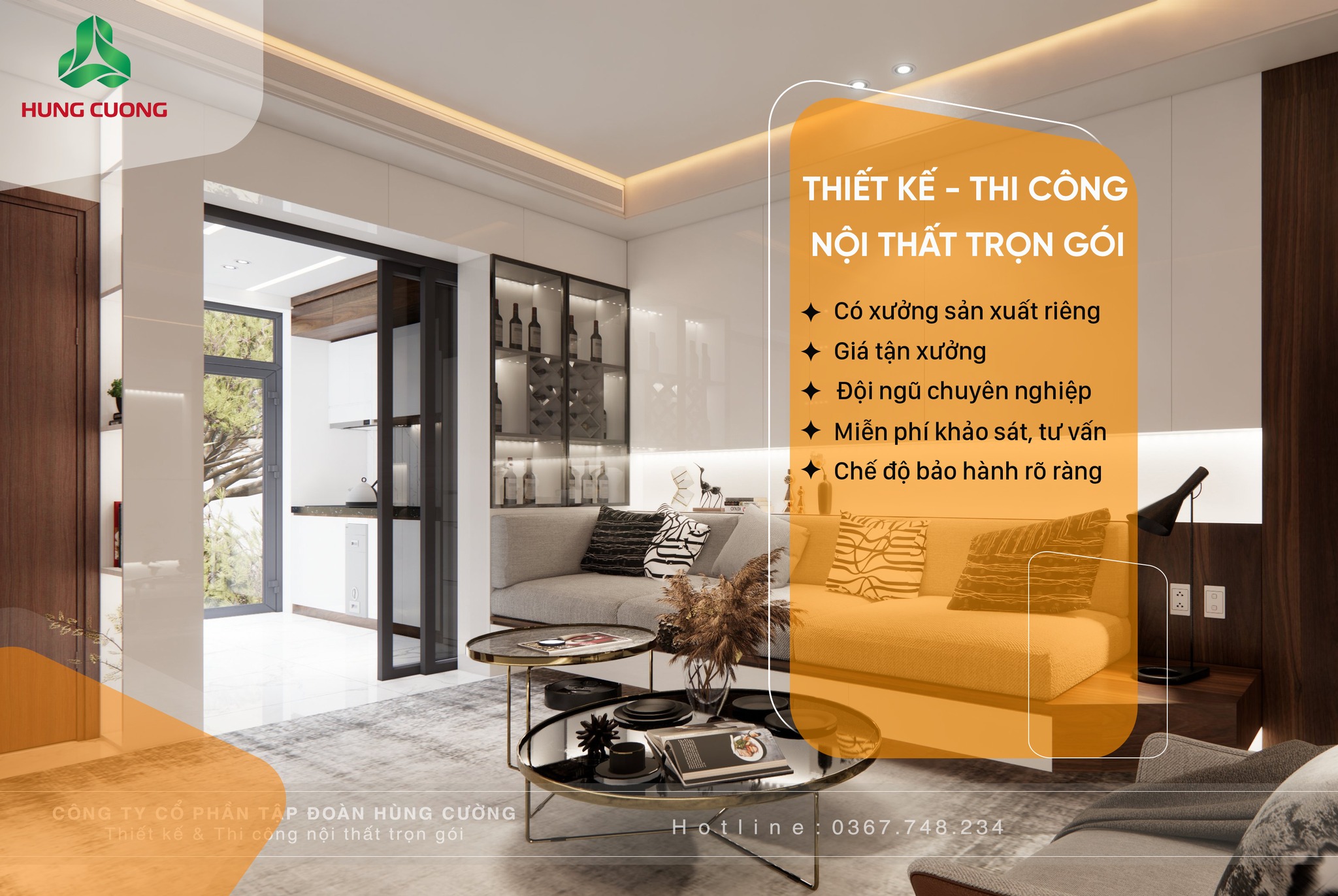 Thiết kế, thi công nội thất trọn gói Hùng Cường - Giá Tại Xưởng